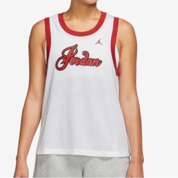 Jordan Jersey 23 Tank Top Sleeveless Mesh Basketball White Red WOMEN'S XS - Picture 1 of 10